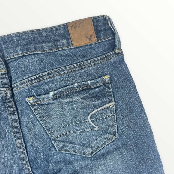 American Eagle Womens Size 4 Short Skinny Cropped Jeans Cuff Medium Dark Wash - Picture 5 of 10